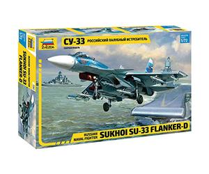 Zvezda 500787297 Sukhoi Su-33 'Flanker-D 500787297-1:72 Sukkoi Russian Naval Fighter Plastic Kit Model Kit Assembly Kit for Beginners Detailed, Light Blue, Large