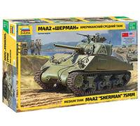 Zvezda 530003702 1:35 M4A2 Sherman (75 mm) Medium US WWII Model Kit, Plastic Construction Kit, Assembly Kit for Assembly, Detailed Replica