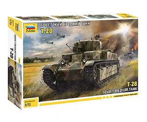 Zvezda 530005064 1:72 T-28 Soviet Heavy Tank WWII, Model, Plastic Construction, Assembly Kit, Detailed Replica