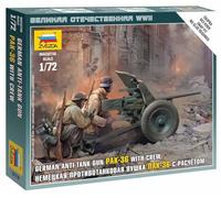 Zvezda Plastic Model Kit – 1:72 WWII German Pak-36 with Crew, Detailed, Unpainted (ZVE-6114)