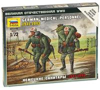 Zvezda German Medical Personnel 1941-1943 figurines, Z6143, Snap Kit Technology, Unpainted, 4 Poses, Art of Tactic Gaming