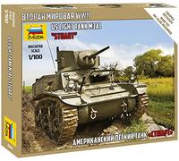 Zvezda Model Kit - US Light Tank M3A1 Stuart - 1:100 Scale