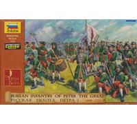 Zvezda Russian Infantry of Peter the Great Kit - 1:72, 33 fusiliers in 6 different poses, 43 soldiers in 12 different poses, Medium