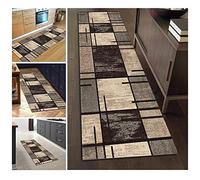 ZVEZVI Rug Runner Hallway Kitchen Non-Slip Washable Brown and Grey Geometric Pattern 40 x 180 cm Colourful Modern Non-Slip Washable Vintage Kitchen Runner Rug Runner Polyester Sold by the Metre