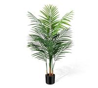 Zvezvia Artificial Palm Tree 4FT, Fake Plant with 10 Trunks & Real Bark Design, Large Aritificial Plant Indoor in Pot, Faux Tree for Home Office Living Room Decor