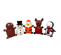 Zvire Christmas Pet Chew Toy Squeak Honking Dog Toys Santa Snowman Ginger Bread Penguin Reindeer Xmas Puppies Doggy Toys Xmas Gift Pack Of 5