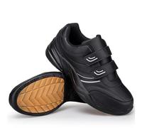 ZVJV Men's Extra Large Trainers Leather Casual Walking Shoe Roomy Interior for Hallux, Swollen Feet, Arthritis, and Diabetic Needs Black