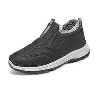ZVJV Orthopaedic Shoes for Women Men Winter Flat Warm Snow Boots Fleece Lined Ankle Waterproof Anti-Slip Short Booties Casual Large Size Comfortable Walking Shoes Grey