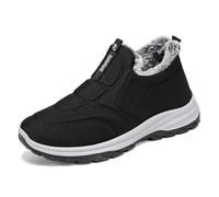 ZVJV Orthopaedic Shoes for Women Men Winter Flat Warm Snow Boots Fleece Lined Ankle Waterproof Anti-Slip Short Booties Casual Large Size Comfortable Walking Shoes Black