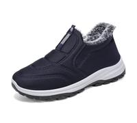 ZVJV Orthopaedic Shoes for Women Men Winter Flat Warm Snow Boots Fleece Lined Ankle Waterproof Anti-Slip Short Booties Casual Large Size Comfortable Walking Shoes Blue