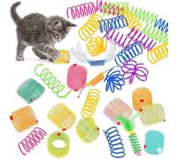 ZVLINMVAM 32 Pcs Cat Springs Cat Toys for Indoor Cats - Durable Plastic Coil & Upgraded Mesh Spring Variety Pack with Catnip - Interactive Spiral Chasing Toy for Kittens, Safe Hunting Exercise