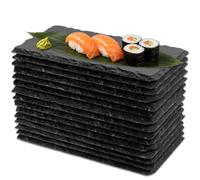 ZVLZR 15 Pack Slate Serving Plates, 20 x 10 cm Black Stone Place Mat Bulk, Rectangular Serving Platters Trays, Small Charcuterie Boards for Appetizers Cheese Meats Fruits Party