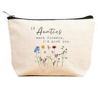 ZVMIS If Were Flowers,I'd Pick You-Thank You Gifts, Birthday New Year Thanksgiving Christmas Gifts for Women-Makeup Bag,Cosmetic Pouch,Travel Case, Beige, 9.5 ″ L x 7″H x 2.7″ W, 9-if Aunties Were