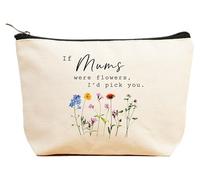 ZVMIS If Were Flowers,I'd Pick You-Thank You Gifts, Birthday New Year Thanksgiving Christmas Gifts for Women-Makeup Bag,Cosmetic Pouch,Travel Case, Beige, 9.5 ″ L x 7″H x 2.7″ W, 1-if Mums Were