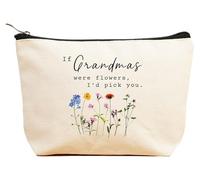 ZVMIS If Were Flowers,I'd Pick You-Thank You Gifts, Birthday New Year Thanksgiving Christmas Gifts for Women-Makeup Bag,Cosmetic Pouch,Travel Case, Beige, 9.5 ″ L x 7″H x 2.7″ W, 4-if Grandmas Were