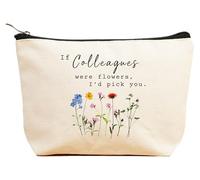 ZVMIS If Were Flowers,I'd Pick You-Thank You Gifts, Birthday New Year Thanksgiving Christmas Gifts for Women-Makeup Bag,Cosmetic Pouch,Travel Case, Beige, 9.5 ″ L x 7″H x 2.7″ W, 13-if Colleagues Were