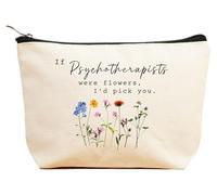 ZVMIS If Were Flowers,I'd Pick You-Thank You Gifts, Birthday New Year Thanksgiving Christmas Gifts for Women-Makeup Bag,Cosmetic Pouch,Travel Case, Beige, 9.5 ″ L x 7″H x 2.7″ W, 8-if Psychotherapists