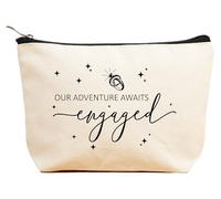 ZVMIS Wedding Gifts for Women,Bridal Shower Gifts for Women,Wedding Gifts for Her-Thank You Gift-Makeup Bag Gifts,Cosmetic Pouch,Travel Case, Beige, 9.5 ″ L x 7″H x 2.7″ W, 40-our Adventure Awaits
