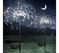 ZVO Solar Outdoor Lights for Garden, 2 Pack 150 LED Solar Firework Fairy Lights, Solar Garden Ornaments String Waterproof Stake Lamp for Home Pathway Wedding Party Festive Decor (White)