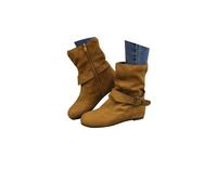 ZVORTHELIA Women's Round Toe Slouchy Ruched Faux Suede Ankle Boots