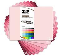 ZVP Plastic Cutting Boards for Kitchen, Flexible Cutting Mats, Gradient Pink Chopping Boards with Food Icon, Non-Slip, Non Porous, BPA Free, Dishwasher Safe