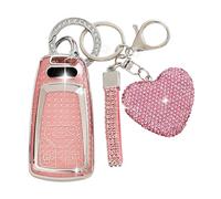 ZVRSUA Car Key Case Fits Audi, Car Key Case with Glitter Love Key Fob Compatible with Audi A4 S4 RS4 B9 A5 F5 S5 RS5 A6 A7 C8 A8 S8 D5 Q2 Q5 SQ5 Q7 SQ7 (Pink)