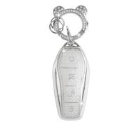ZVRSUA Car Key Case Fits BYD, Key Cover TPU with Glitter Key Fob, Car Key Protective Case Compatible with BYD Atto 3 Han Tang Song Pro-DM-i Yuan Qin Seal Dolphin (Silver)