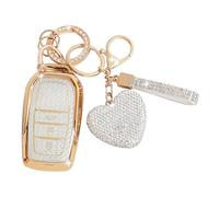 ZVRSUA Car Key Case with Diamond Bling Keyring Compatible with Toyota RAV4 Land Cruiser 200 Yaris 4 GR Aygo X 86 Cross Auris Vios Prius Camry Corolla, Smart Key, 2/3 Buttons, silver