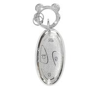 ZVRSUA Car Key Fob Cover for Hyundai Keys, Car Key Case TPU with Diamond Cute Keychain Compatible with Hyundai Tucson NX4 Kona SX2 Grandeur GN7 Ioniq 6 Grand Prix Azera Elantra Sonata(Silver)