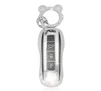 ZVRSUA Car Key Fob Cover for Porsche Keys, Car Key Case with Diamond Keychain Compatible with Porsche Cayenne 958 911 996 Macan Panamera 997 987 987 GT3 Cayman, Smart Key (Black)