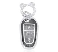 ZVRSUA Car Key Protective Case Fits Peugeot, Key Cover TPU Car Key Case 3 Buttons Compatible with Peugeot 2008 3008 5008 308 508 for Opel Grandland X Mokka Corsa Insignia (Black)