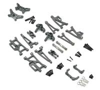 ZVSYKWIHT 1/14 RC Car Upgrade Parts 14209 14210 Metal Steering Cup Upper Lower Swing Arm Set Shock Tower Bracket Body Post Compatible With Various 1/14 Scale RC Models(Grey)