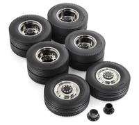 ZVSYKWIHT 1/14 Scale RC Trailer Model Car Parts Double Wheels Set With Metal Wheel Drive And Bearing Hub Rim Compatible With Various 1 14 Scale RC Vehicles(2 Front and 4 Rear)
