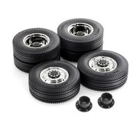 ZVSYKWIHT 1/14 Scale RC Trailer Model Car Parts Double Wheels Set With Metal Wheel Drive And Bearing Hub Rim Compatible With Various 1 14 Scale RC Vehicles(2 Front and 2 Rear)