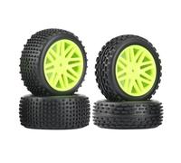 ZVSYKWIHT 4Pcs 86mm Tires And Wheels Compatible With 144001 124019 104001 12428 RC Cars Fits 1/10 1/12 1/14 Scale Off Road Buggy Vehicle Parts Replacement(Green)