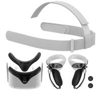 ZVTE Head Strap for Meta Quest 2, All-in-One VR Accessories Kit with Replacement Strap, Controller Grips, Silicone Face Pad Cover, Thumb Caps for Oculus Quest 2