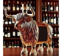 ZVUTRCUV Whiskey Decanter Bottle - Art Statue, Creative Animal Theme Liquor Storage Container, Highland Cow Whiskey Wine Bottle, for Men Alcohol Lovers Collectors Gift (A,1pcs)