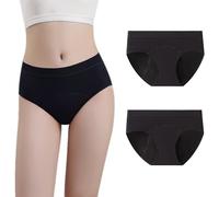 ZVZK Period Pants Heavy Flow Girls 30ML Absorb Cotton Knickers Briefs Underwear Mid Waist Hipster Menstrual Panties for teenage 8-18 Years (S,2BLACK)