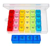 ZVZM Large Pill Organiser - 7 Day, 4 Times a Day, Tablet Organiser, Medicine Storage, Medication Organizer, Dosette Box, Daily Weekly Pill Box Case for Fish Oil/Vitamin