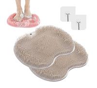 ZWAB 2PCS Shower Foot & Back Scrubber, Massage Pad | Wall-Mounted Back Scrubber | Silicone Bath Massage Cushion Brush with Suction Cups | Foot Washing Mat For Shower