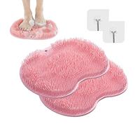 ZWAB 2PCS Shower Foot & Back Scrubber, Massage Pad | Wall-Mounted Back Scrubber | Silicone Bath Massage Cushion Brush with Suction Cups | Foot Washing Mat For Shower