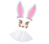 ZwaitL 1. Hare Ears Headband With Tulle Skirt & Face Decals For Kids Adults Cosplay Halloween Party Costume Accessories Cartoon Costume Accessories