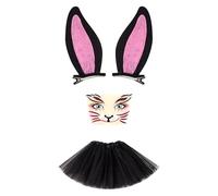 ZwaitL 1. Hare Ears Headband With Tulle Skirt & Face Decals For Kids Adults Cosplay Halloween Party Costume Accessories Cartoon Costume Accessories