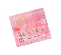 ZwaitL 12 Color Acrylic Paint Pen Brush Marker Pen Liquid Acrylic Paint Marker For Drawing Scrapbooking Card Making Journaling Colored Painting Markers