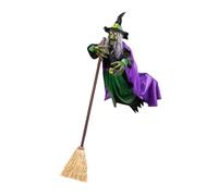 ZwaitL Animated Flying Witch Ornament With Sound Touch Activated Horror Sculpture For Indoor And Outdoor Halloween Displays Flying Witch Halloween Decors