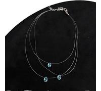 ZwaitL Blue Teardrop Layering Necklace Stylish Clavicle Chain Delicate Stackable Neck Jewelry Simulated Crystal Gift Dainty Neckline Enhancer Necklace