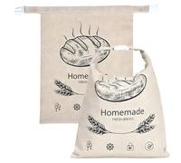 ZwaitL Button Closure Beeswaxs Bread Bag Large Space for Cotton Linen Kitchen Storage Bread Preservation Bag