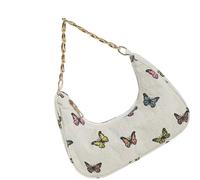 ZwaitL Cotton Shoulder Bag With Print Spacious Compartments Comfortable Underarm Carry Casual Outfit Companion Ergonomic Shopping Handbag