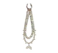 ZwaitL Crystal Fish Tail Phone Lanyard Hanging Chain Anti Loss Wrist Strap for Mobile Devices Accessory Sparkling Crystal Fish Tail Chain