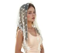 ZwaitL Fashionable Black Net Hair Cover With Tassels For Women Outdoor Wedding Occasions And Photographs Elegant Black Lace Hair Accessory